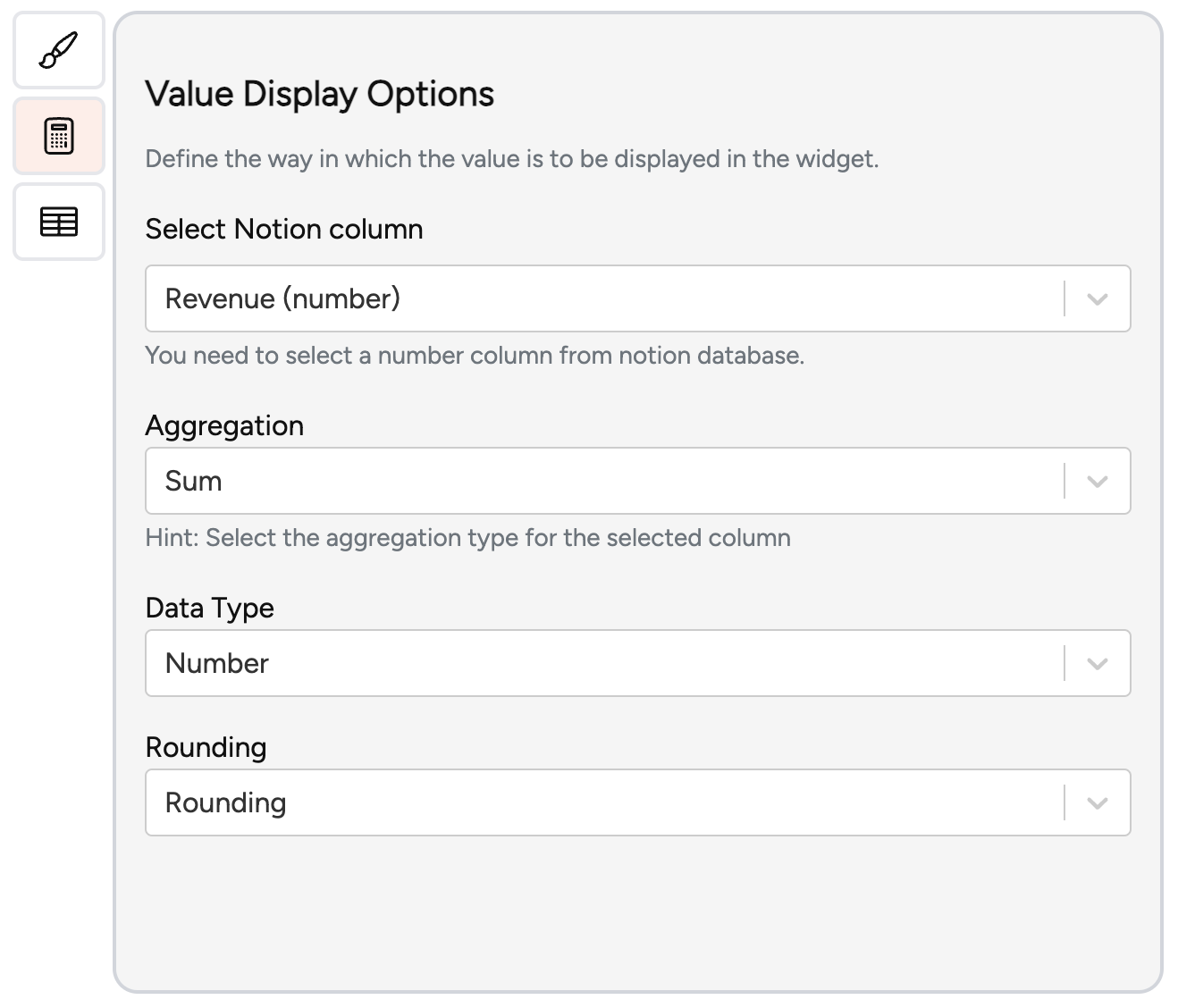 Widget style settings