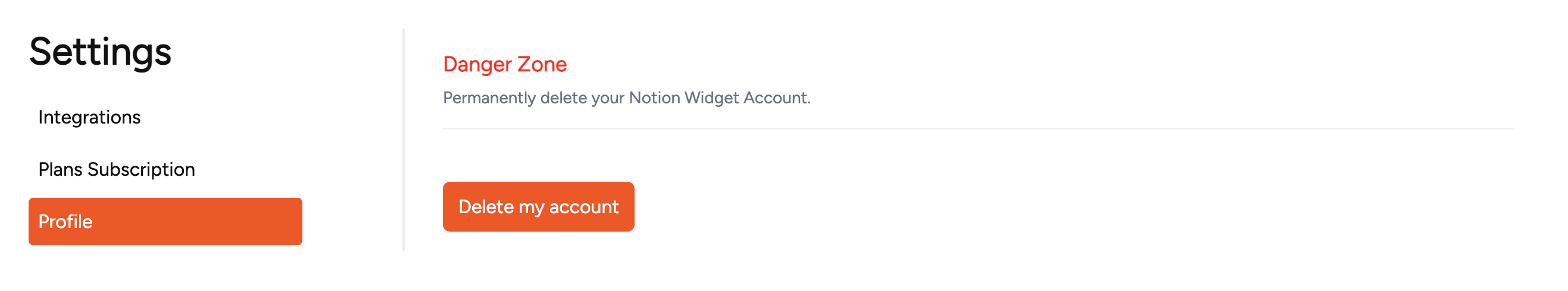 Here you can delete your account