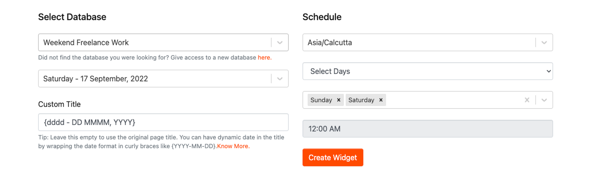 Weekend Freelance Work Configuration